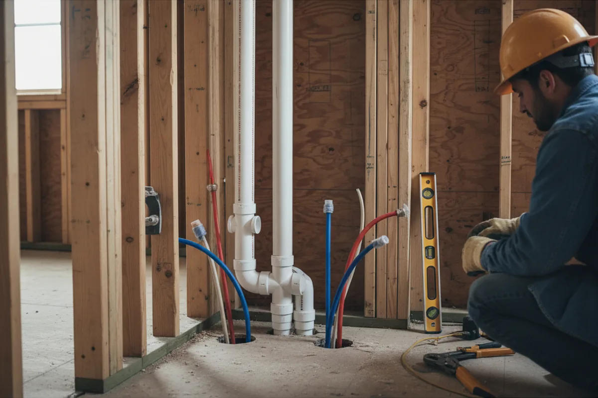Drain and supply rough-in during Leak Detection in Centreville
